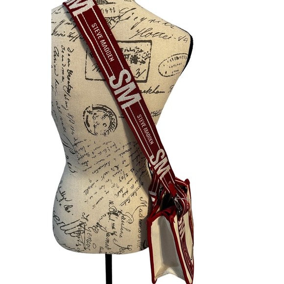 Steve Madden Tiktok Satchel Bwebber Creme Red Canvas Bag Tiktok Viral Purse NWT - Picture 5 of 16